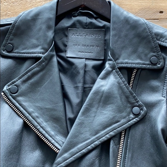 SOLD!! All Saints BALFERN LEATHER BIKER JACKET US4 - Picture 6 of 12